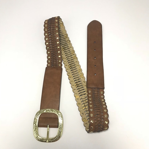 Betsey Johnson Cognac Brown Leather Women's Belt - Picture 2 of 7